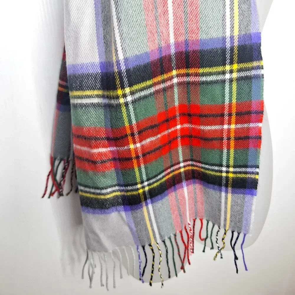 Made in Scotland 100% Cashmere Scarf Fringe Plaid Tartan 66